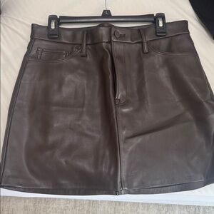 Good American Brown Faux Leather Skirt